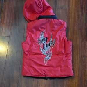 Harley-Davidson Reversible Red Hooded Vest with Logo